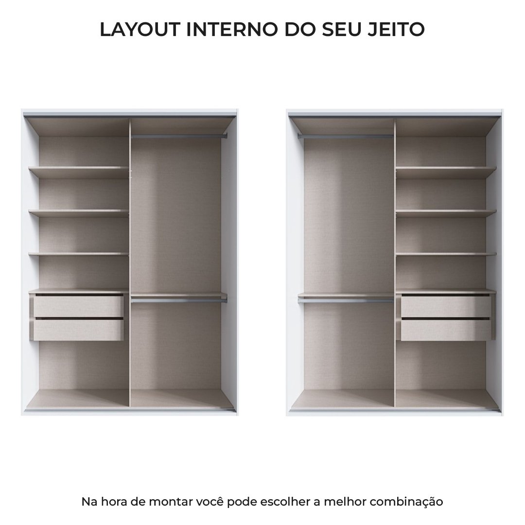 Guarda-Roupa Rudnick Solteiro - 2 Gavetas - 2 Portas De Correr